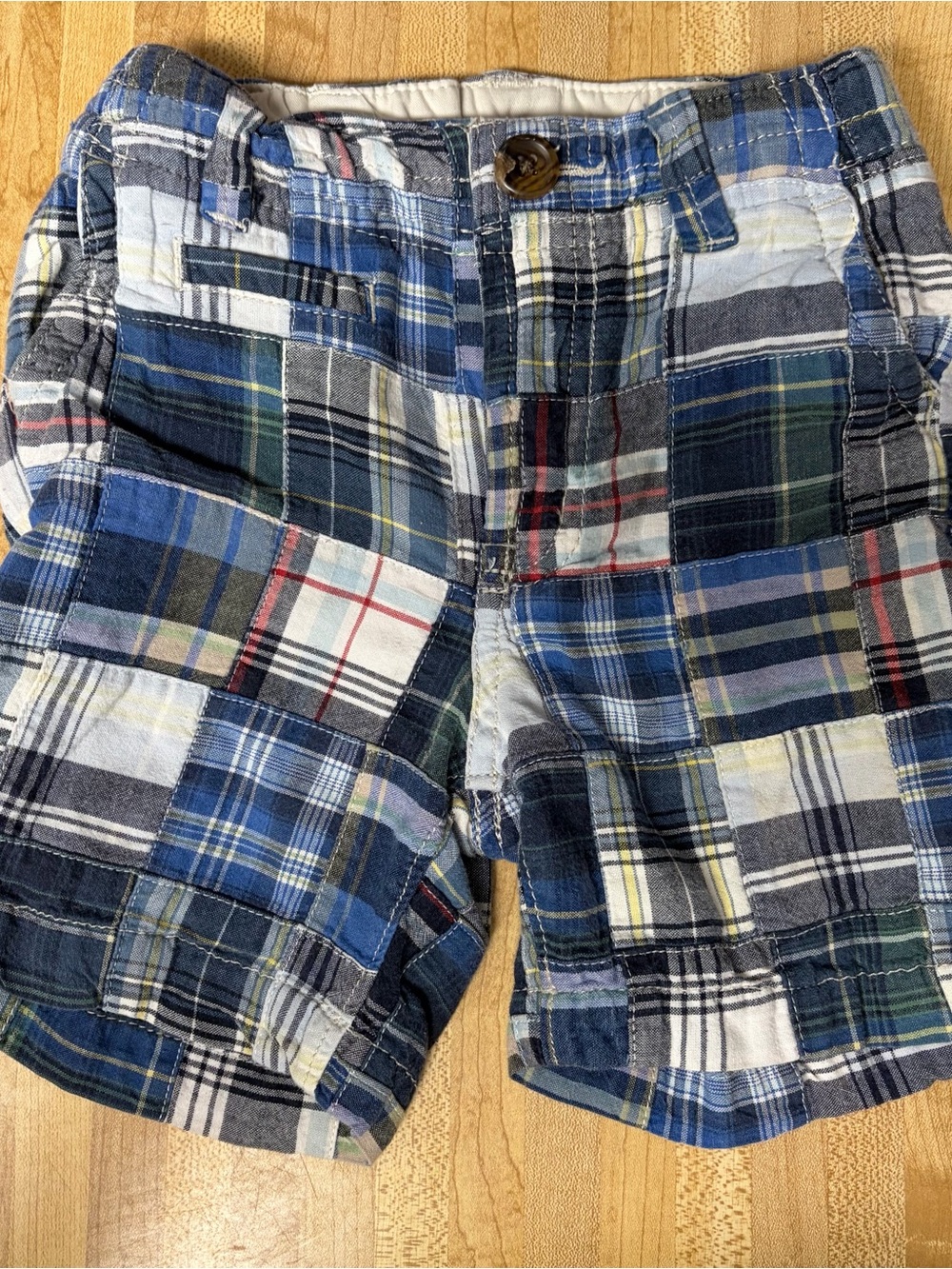 GAP Patchwork Plaid Shorts in Blue and Multi